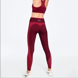 VS Pink Seamless Red Workout Leggings